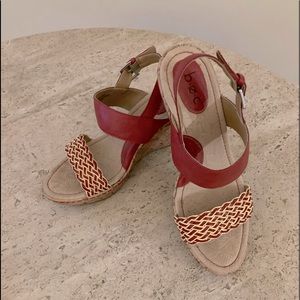 BOC womens wedge shoes.  Size 8.  Red and cream. Very comfy and good condition